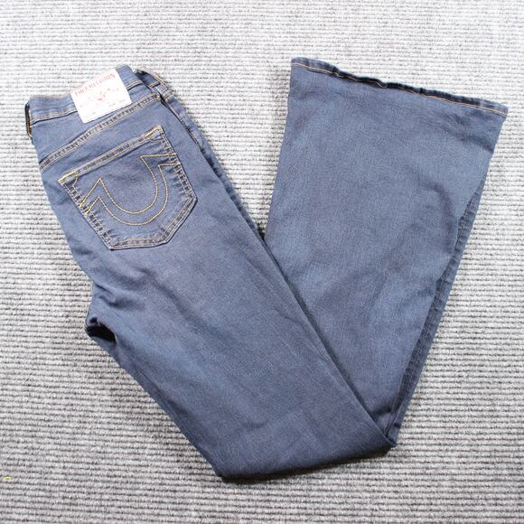 True Religion Charlie High Rise Flare Jeans Womens 27 Blue Stretch - Picture 1 of 12